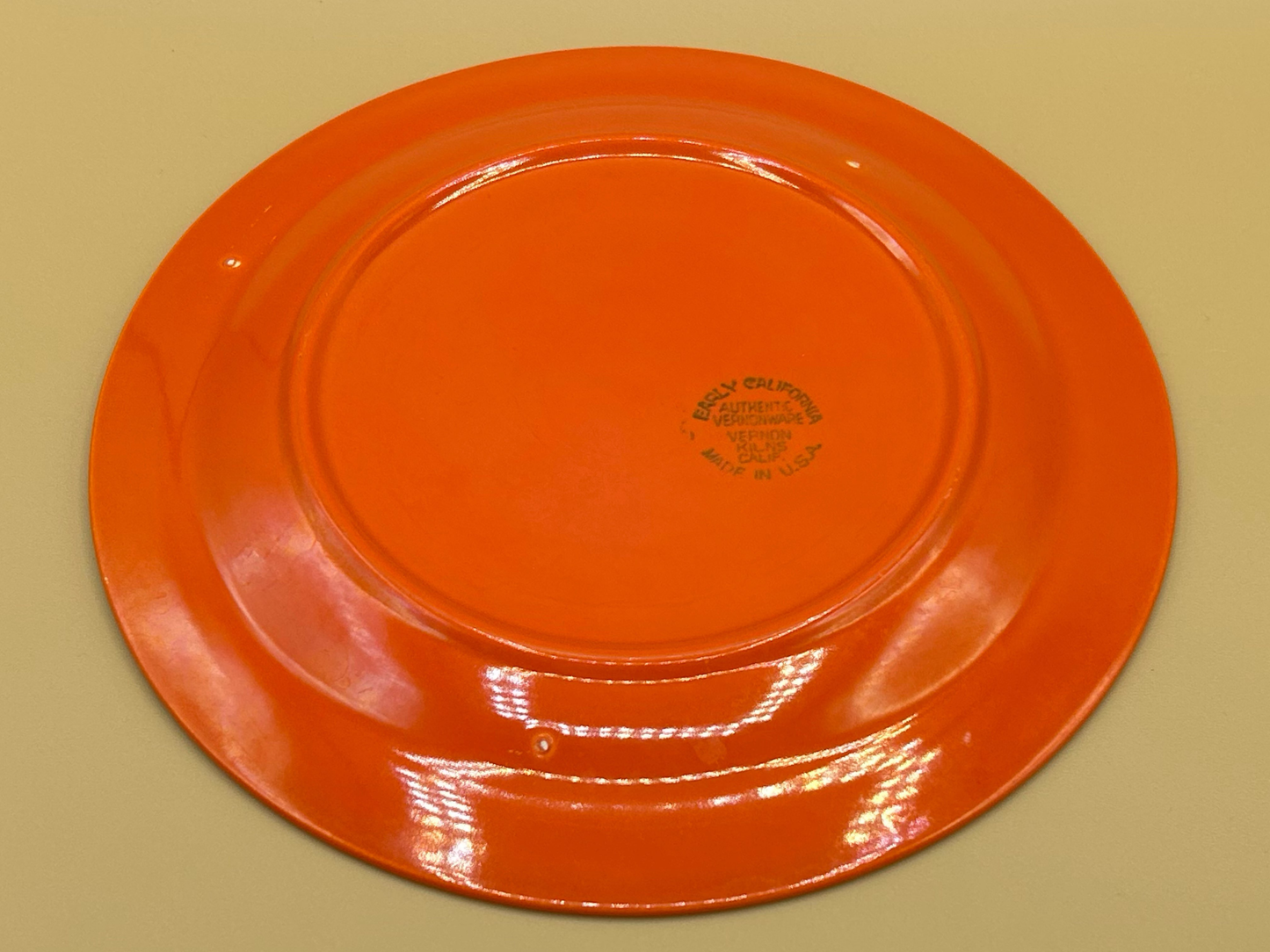 “Radioactive Red” Vernon Kilns Plate